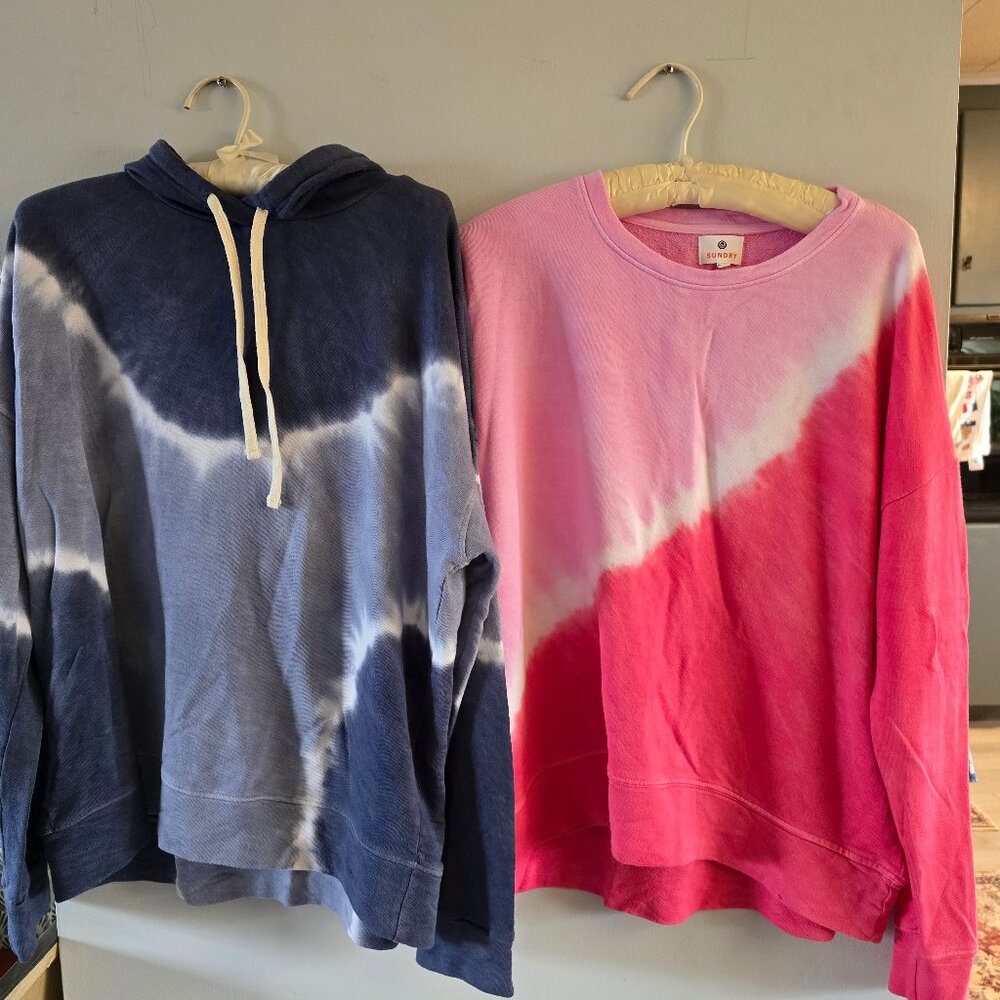 Set 3 Sundry Blue , cream and Pink Tie-Dye Hoodies